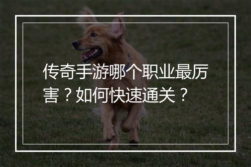 传奇手游哪个职业最厉害？如何快速通关？