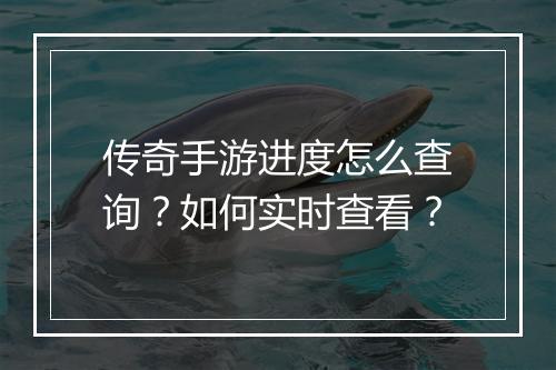 传奇手游进度怎么查询？如何实时查看？