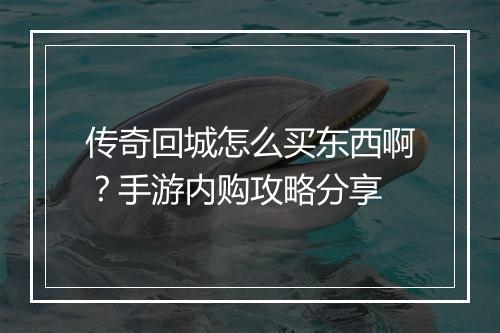传奇回城怎么买东西啊？手游内购攻略分享