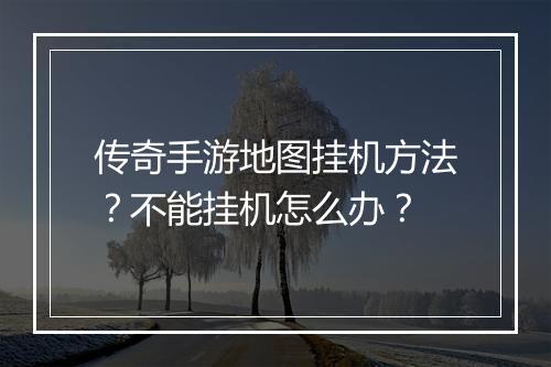 传奇手游地图挂机方法？不能挂机怎么办？