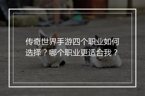 传奇世界手游四个职业如何选择？哪个职业更适合我？