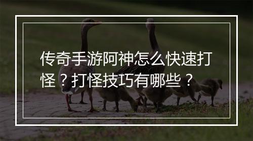 传奇手游阿神怎么快速打怪？打怪技巧有哪些？