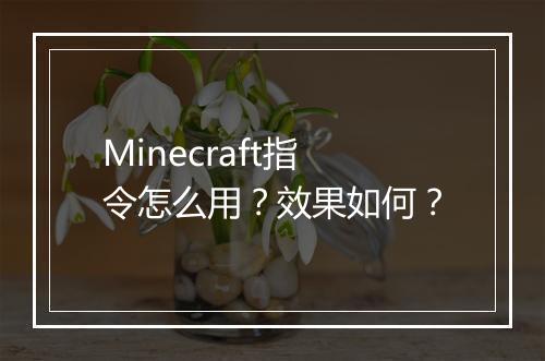 Minecraft指令怎么用？效果如何？