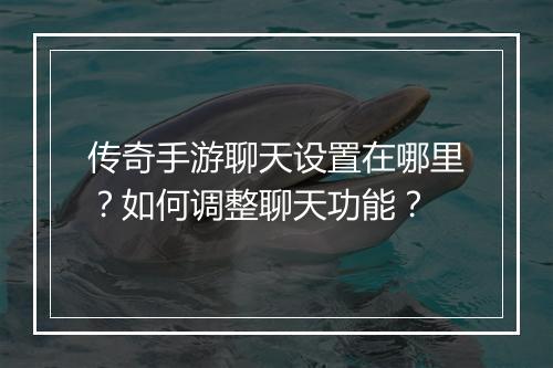 传奇手游聊天设置在哪里？如何调整聊天功能？
