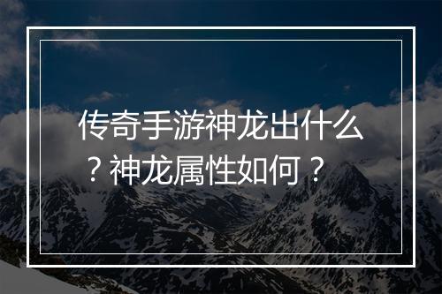 传奇手游神龙出什么？神龙属性如何？