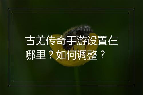 古羌传奇手游设置在哪里？如何调整？