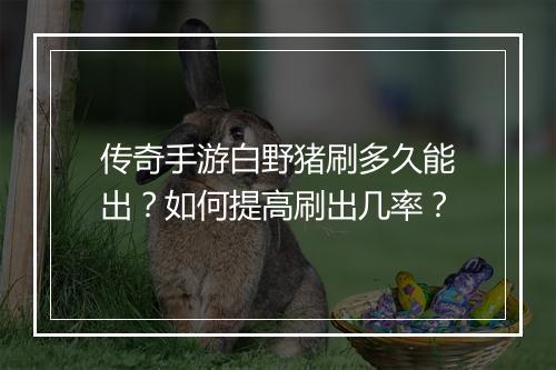 传奇手游白野猪刷多久能出？如何提高刷出几率？
