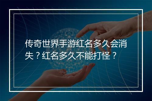 传奇世界手游红名多久会消失？红名多久不能打怪？