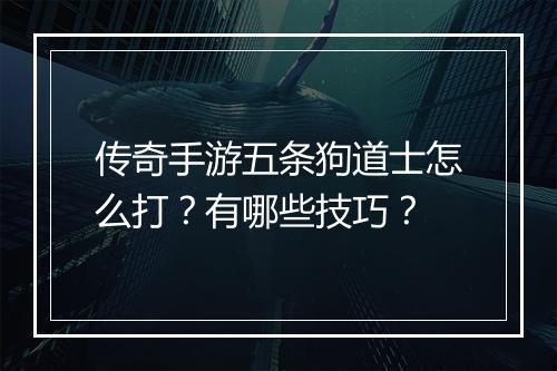 传奇手游五条狗道士怎么打？有哪些技巧？