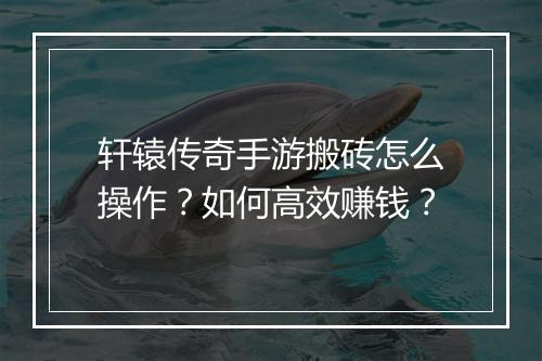 轩辕传奇手游搬砖怎么操作？如何高效赚钱？