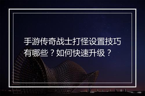 手游传奇战士打怪设置技巧有哪些？如何快速升级？
