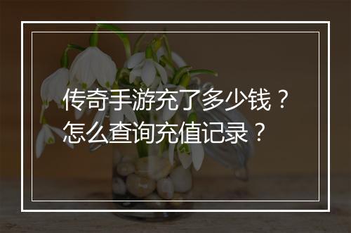 传奇手游充了多少钱？怎么查询充值记录？