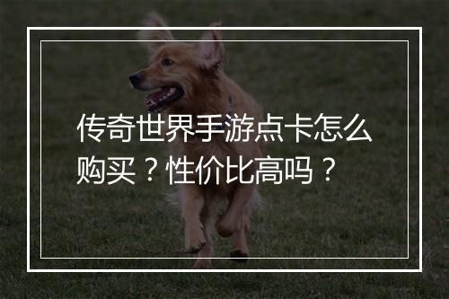 传奇世界手游点卡怎么购买？性价比高吗？