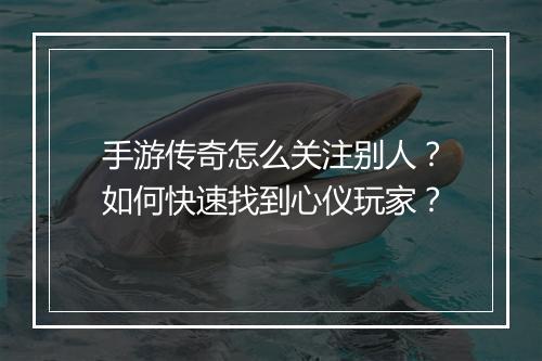 手游传奇怎么关注别人？如何快速找到心仪玩家？