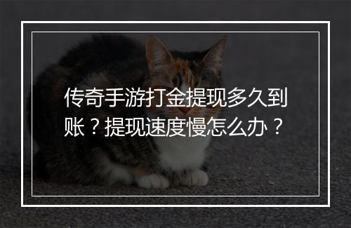 传奇手游打金提现多久到账？提现速度慢怎么办？