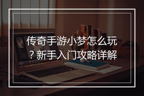 传奇手游小梦怎么玩？新手入门攻略详解