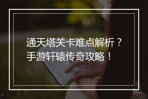 通天塔关卡难点解析？手游轩辕传奇攻略！