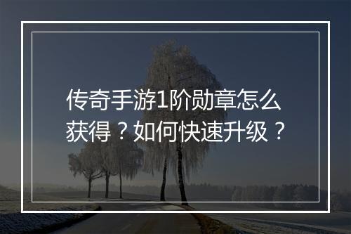 传奇手游1阶勋章怎么获得？如何快速升级？