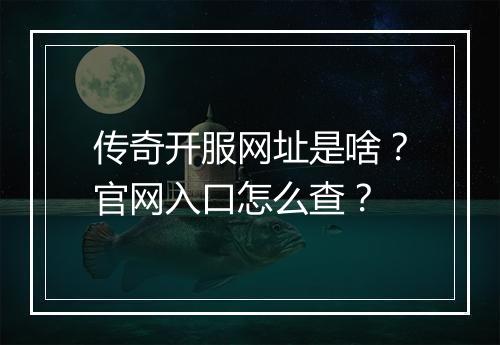 传奇开服网址是啥？官网入口怎么查？