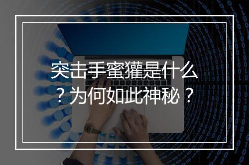 突击手蜜獾是什么?为何如此神秘?