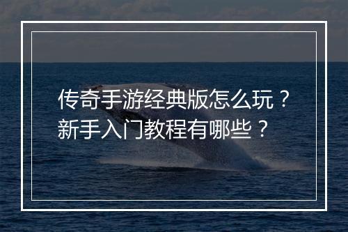 传奇手游经典版怎么玩？新手入门教程有哪些？