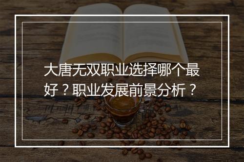 大唐无双职业选择哪个最好？职业发展前景分析？