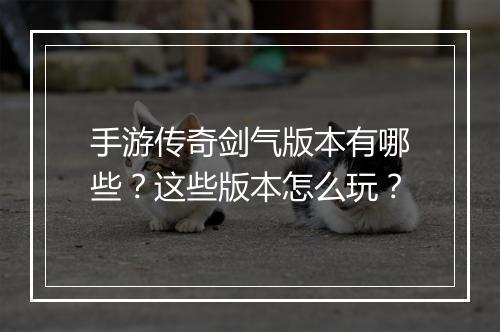 手游传奇剑气版本有哪些？这些版本怎么玩？