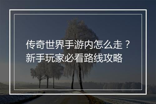 传奇世界手游内怎么走？新手玩家必看路线攻略