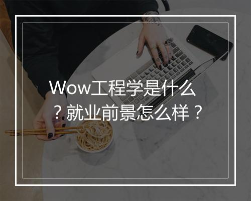 Wow工程学是什么？就业前景怎么样？