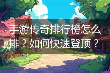 手游传奇排行榜怎么排？如何快速登顶？