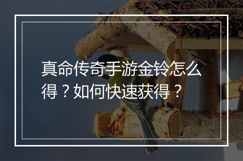 真命传奇手游金铃怎么得？如何快速获得？