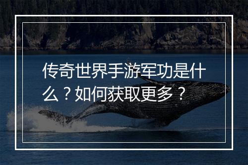 传奇世界手游军功是什么？如何获取更多？
