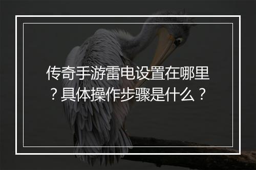 传奇手游雷电设置在哪里？具体操作步骤是什么？