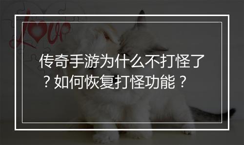 传奇手游为什么不打怪了？如何恢复打怪功能？