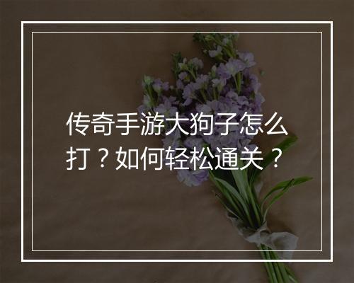 传奇手游大狗子怎么打？如何轻松通关？