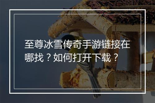 至尊冰雪传奇手游链接在哪找？如何打开下载？