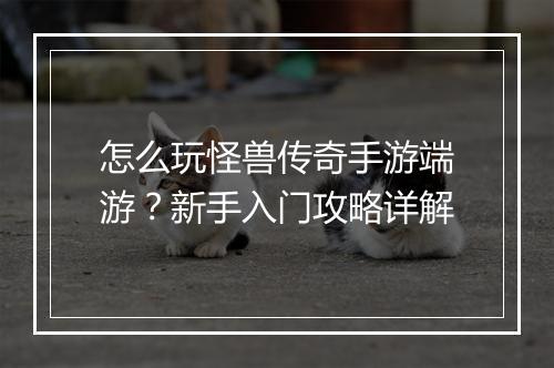 怎么玩怪兽传奇手游端游？新手入门攻略详解