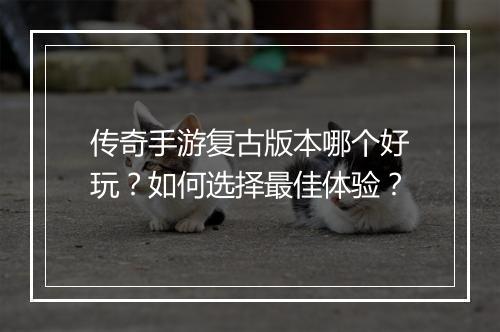 传奇手游复古版本哪个好玩？如何选择最佳体验？