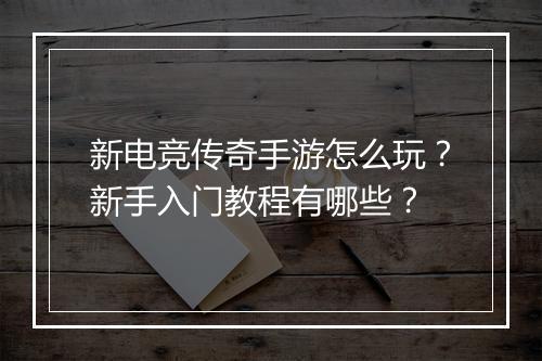 新电竞传奇手游怎么玩？新手入门教程有哪些？