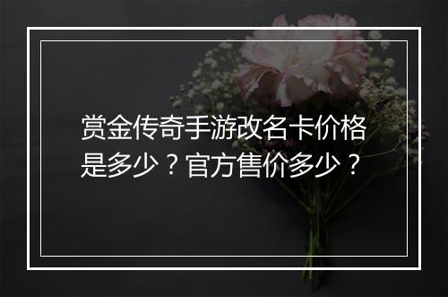 赏金传奇手游改名卡价格是多少？官方售价多少？