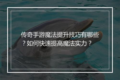 传奇手游魔法提升技巧有哪些？如何快速提高魔法实力？