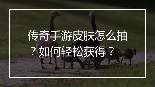 传奇手游皮肤怎么抽？如何轻松获得？