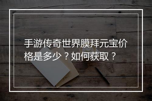 手游传奇世界膜拜元宝价格是多少？如何获取？