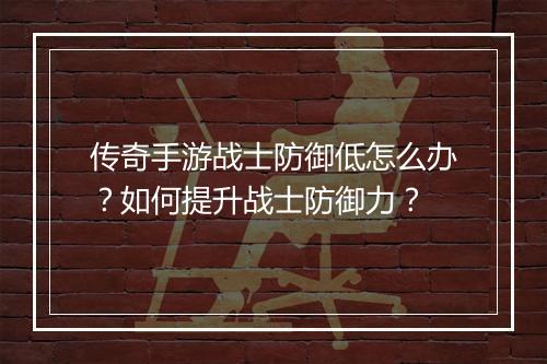 传奇手游战士防御低怎么办？如何提升战士防御力？