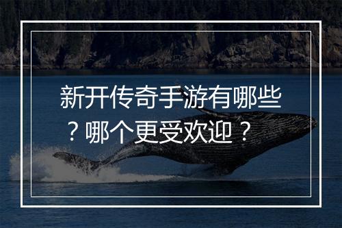 新开传奇手游有哪些？哪个更受欢迎？