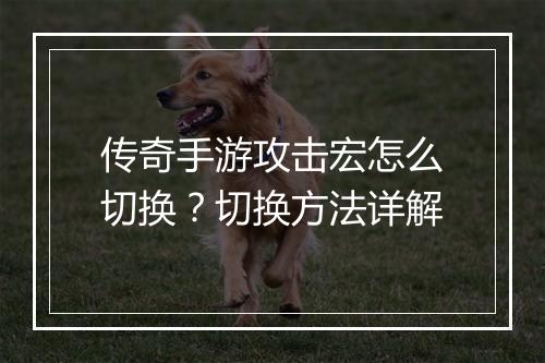 传奇手游攻击宏怎么切换？切换方法详解