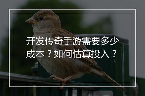 开发传奇手游需要多少成本？如何估算投入？