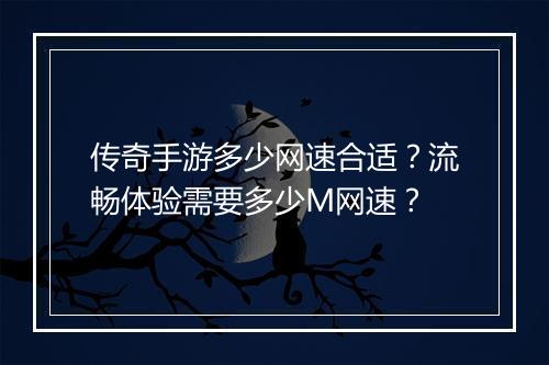 传奇手游多少网速合适？流畅体验需要多少M网速？