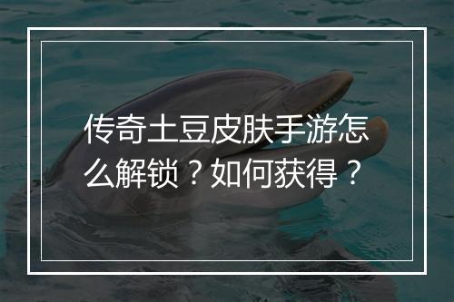 传奇土豆皮肤手游怎么解锁？如何获得？