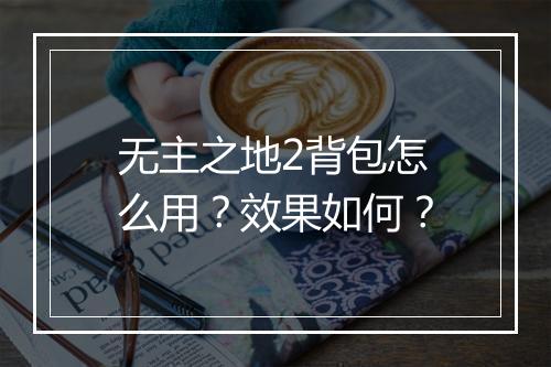 无主之地2背包怎么用？效果如何？
